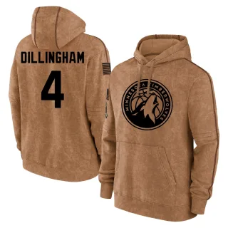 Men's Minnesota Timberwolves Rob Dillingham Brown 2023 Salute to Service Club Pullover Hoodie