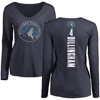 Women's Minnesota Timberwolves Rob Dillingham Navy Backer Long Sleeve T-Shirt