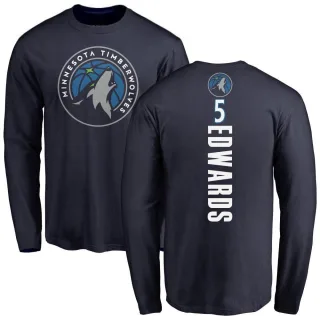 Youth Minnesota Timberwolves Anthony Edwards Navy Backer Long Sleeve T-Shirt